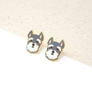 Handcrafted Schnauzer Enamel Stud Earrings